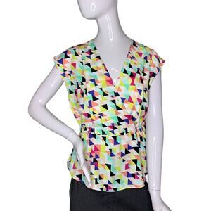 Attention Women Top Slit Sleeve Multicolor Size S Elastic Waist